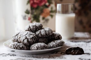 Dark Chocolate Crinkle Cookies (Levain-Style!) with a gooey center and powdered sugar coating