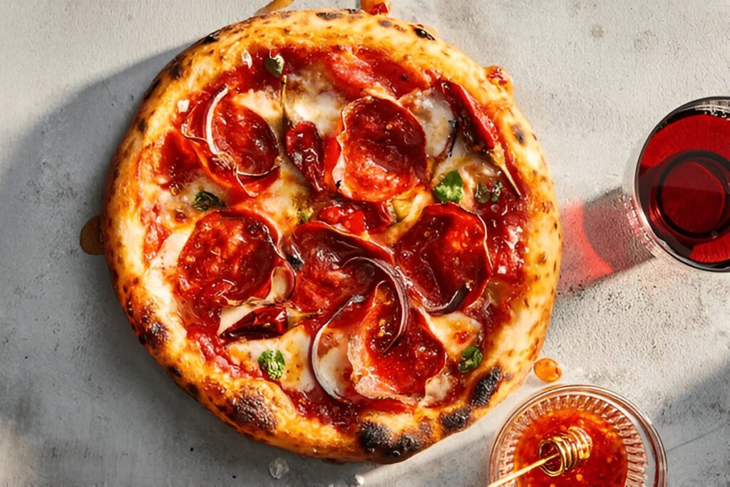 🍕 Soppressata Pizza with Calabrian Chiles and Hot Honey