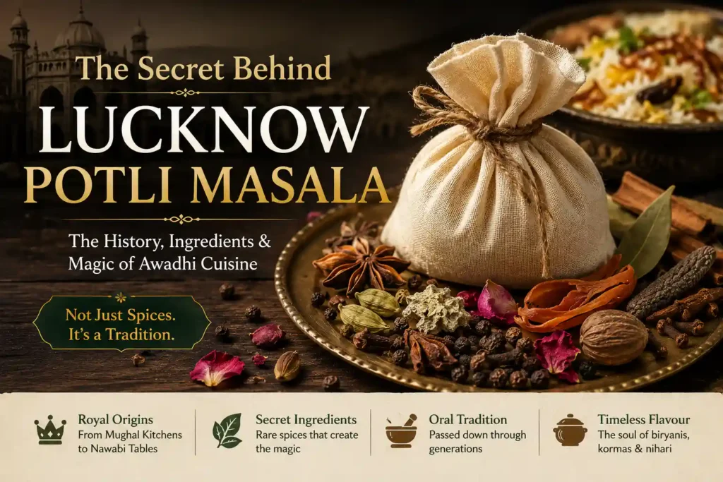 What is the recipe for Lucknow Potli Masala, and what makes it so special or secret?